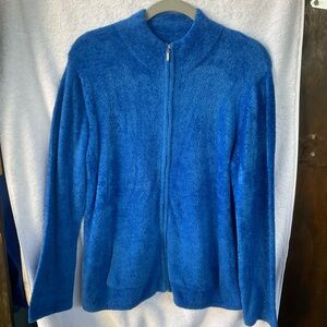 Chico's Blue Cardigan with Full Zip and Cozy Texture. L/12